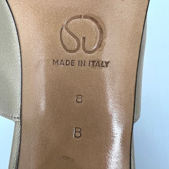 St. John Italy Gold Leather Slingback Heels Shoes Size 8 with Box and dust bag - Picture 9 of 10